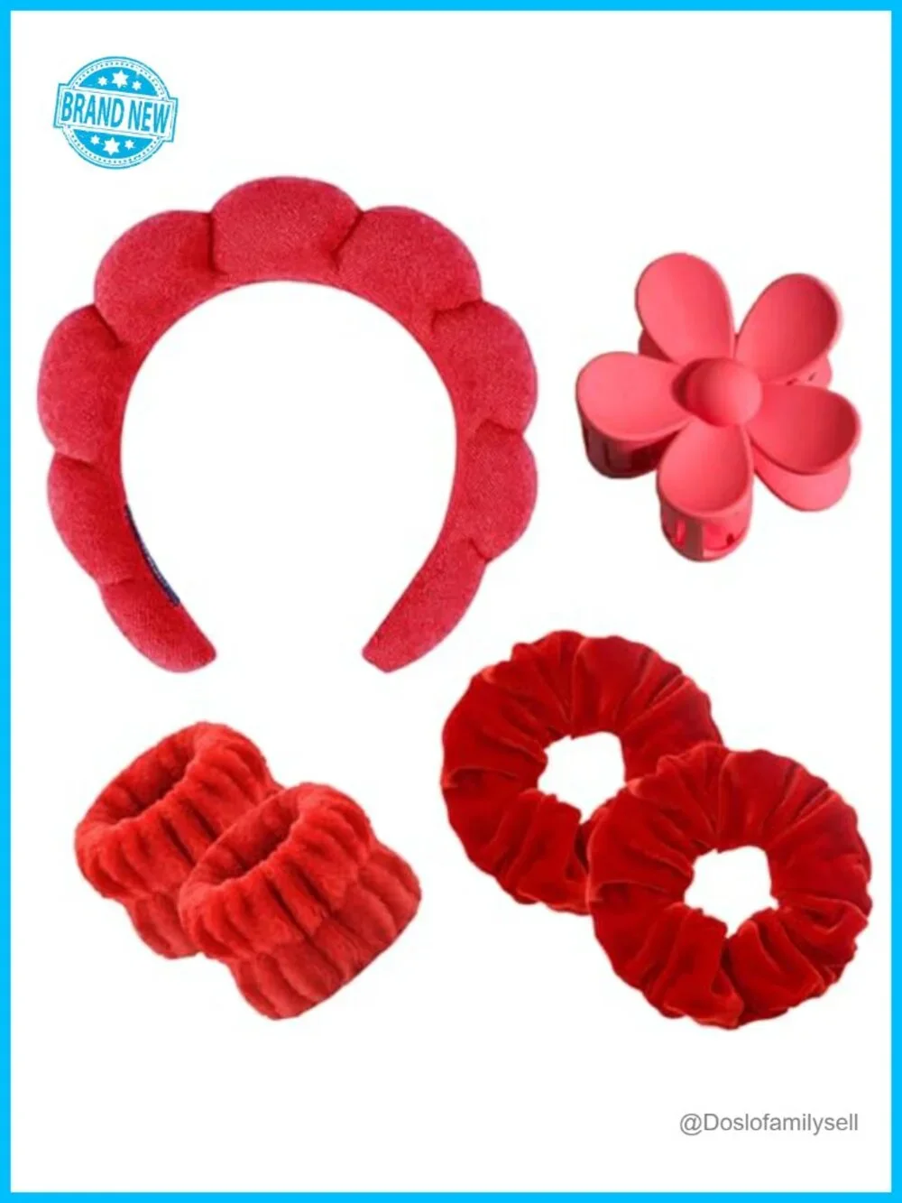 6PCS Spa Headband Set with Towel Cloth Headband, Velvet Scrunchies, Hair Claw